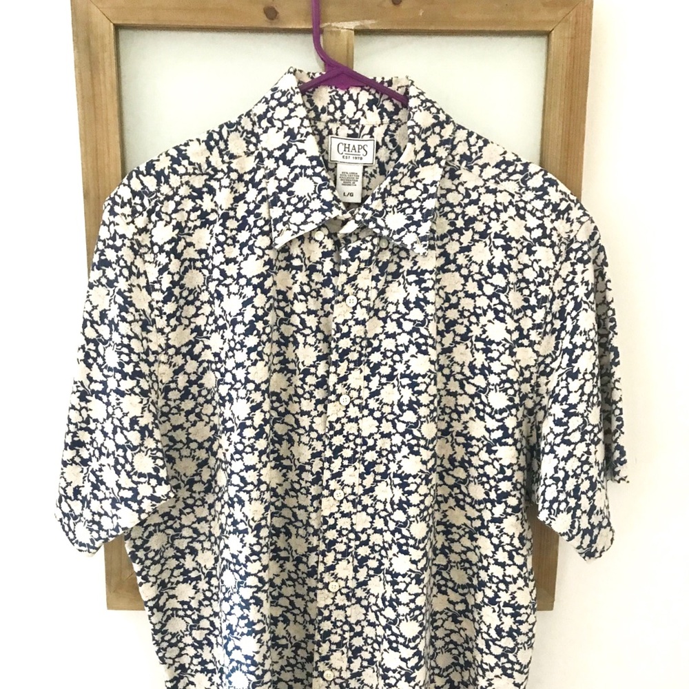 CHAPS MEN LINEN/COTTON L BTN DWN QUALITY SHIRT